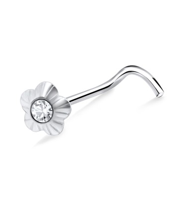 Stone Flower Shaped Curved Nose Stud NSKB-20